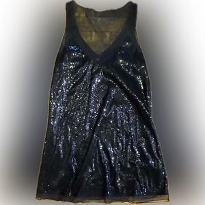 f21 Black Sequined Cocktail Dress w/sheer details - Medium